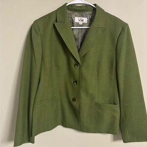 Le Suit Blazer Womens Size 18 XXL Green Long Sleeve Single Breasted Three Button